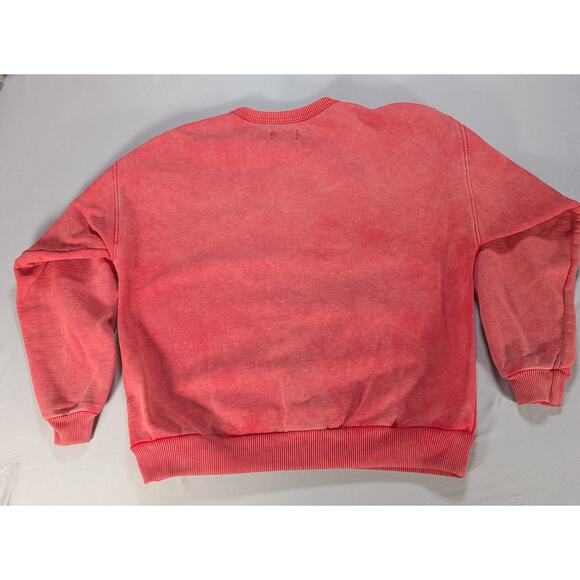 VTG Fuzzy Stonewash Sweatshirt S Red Made Canada Native Bear Graphic 90s Crew - Picture 7 of 9